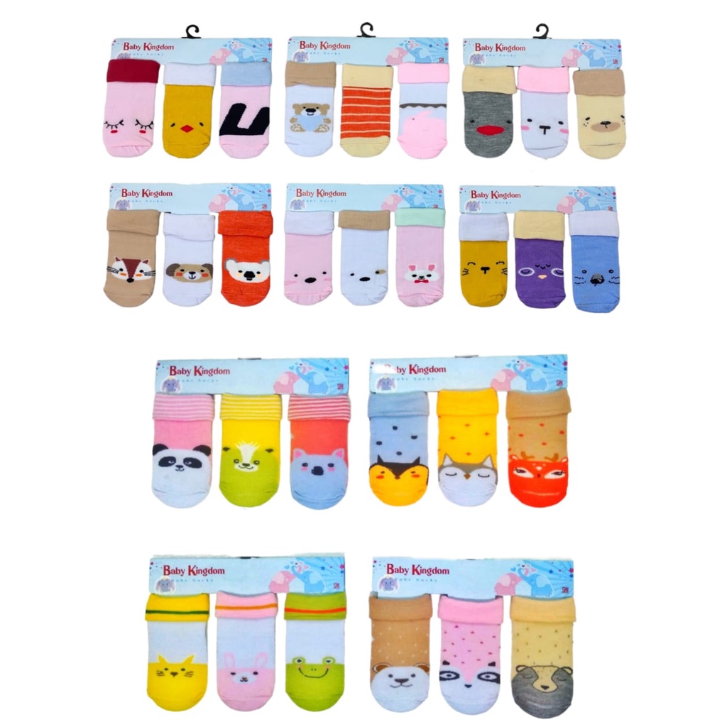 ♥BabyYank♥ [3 Pasang] Baby Kingdom Kaos Kaki 3in1 - Kaos Kaki Bayi BOY &amp; GIRL / KAOS KAKI BAYI MURAH