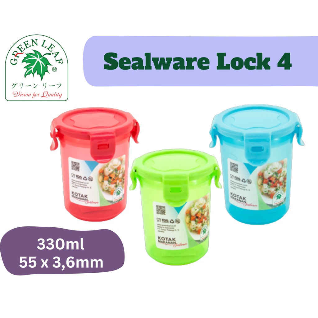 [Hazelcare] Green Leaf Greenleaf Tempat Kotak Makan / Toples Container Sealware Lock 4 230 ml 230ml 330 ml 330ml 7171 / Green Leaf Greenleaf Lunch Box Florimel 720ml 720 ml 7323 Kotak Makanan