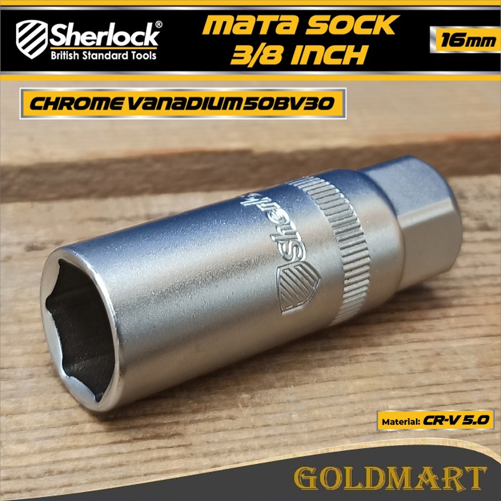 Mata Sock Kunci Busi 3/8 &quot; Drive x 16 mm Spark Plug Socket Sherlock