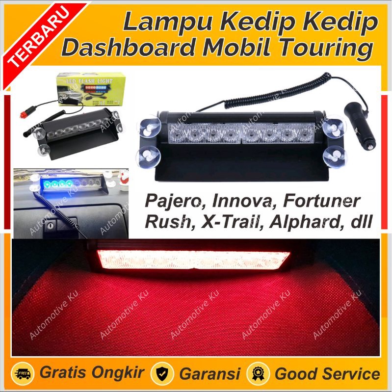 LAMPU LED MOBIL KEDIP TEMPEL KACA DASHBOARD KABIN DEPAN 8 TITIK MATA LED BIRU MERAH AVANZA XENIA JAZ