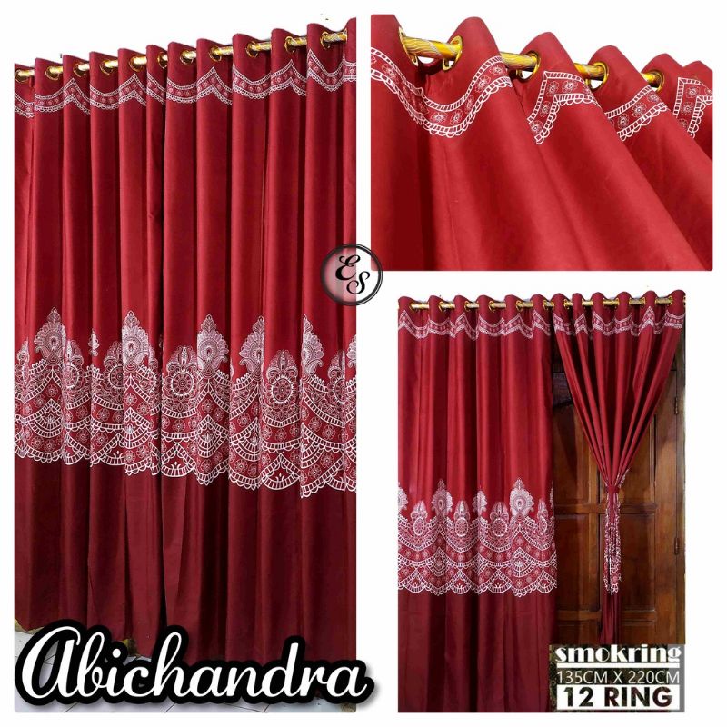 Couple Gorden Motif Abi Candra / Korden Smokering 12 Lubang Pintu Jendela Terlaris / Tirai Rumbai Susun 10 / Korden Serut Jendela Termurah Bisa Cod