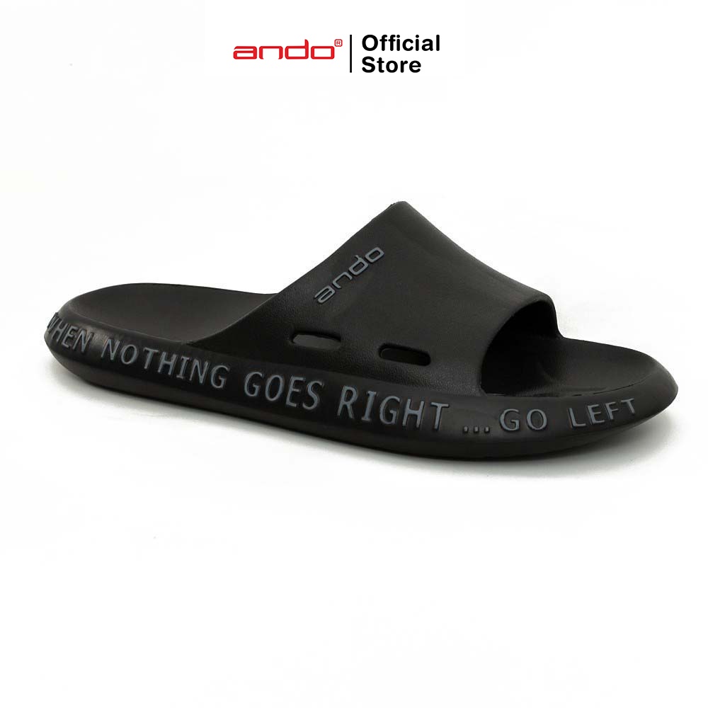 Ando Official Sandal Selop Slip On Aguero Pria Dewasa - Hitam