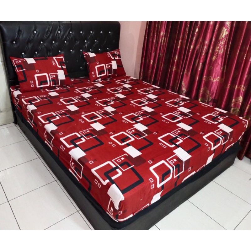 Sprei Aesthetic Bunga 180x200 160x200 GRATIS Sarung Bantal Guling Tidur Seprai homemade karakter motif kotak Hitam Viral katun adem tidak luntur