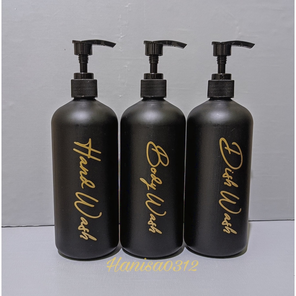 Botol Pump 500ml Hdpe Hitam Doff Pump Luxury Gold / Botol Sabun Cair Pump 500 Ml