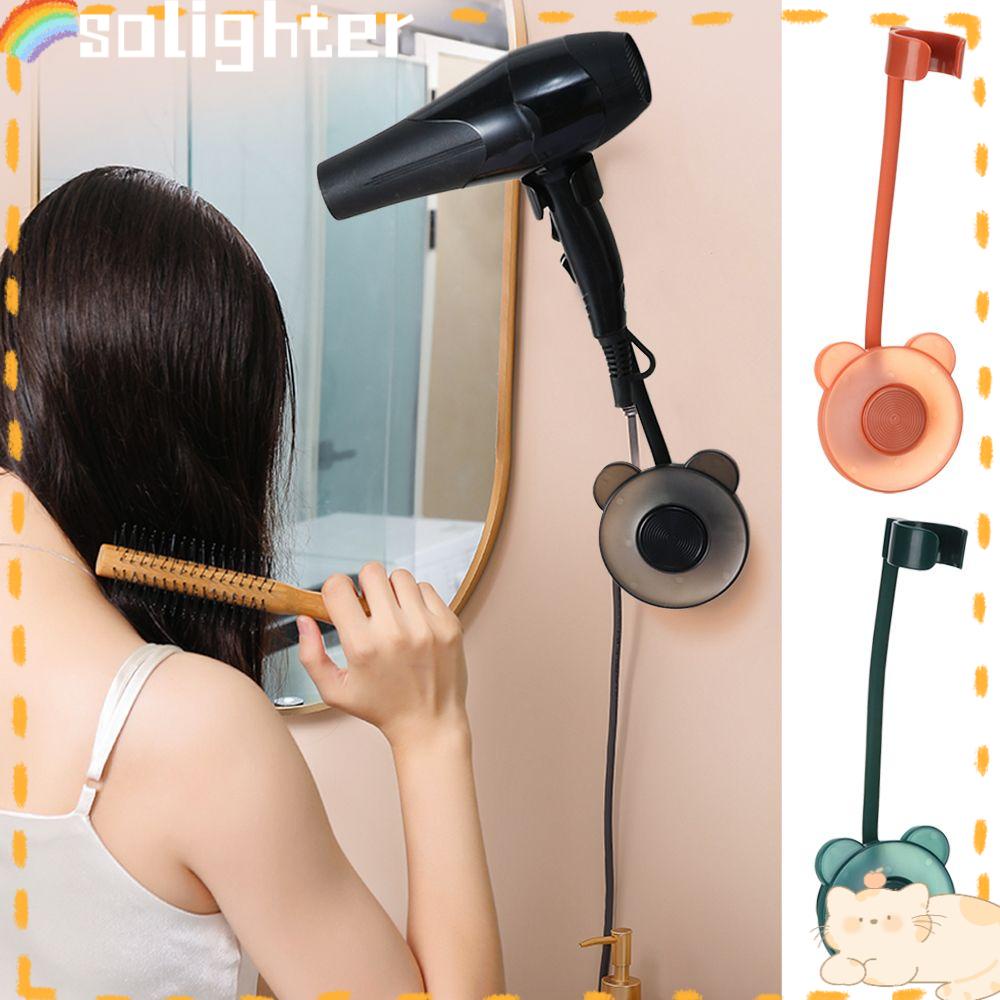 Solighter Rak Pengering Rambut Rumah &amp; Ruang Tamu Perekat Kamar Mandi Sudut Yang Dapat Disesuaikan Hairdryer Organizer Shelf