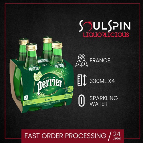 

Perrier Lime Sparkling Mineral Water 330ml [ dus isi 24 botol ]