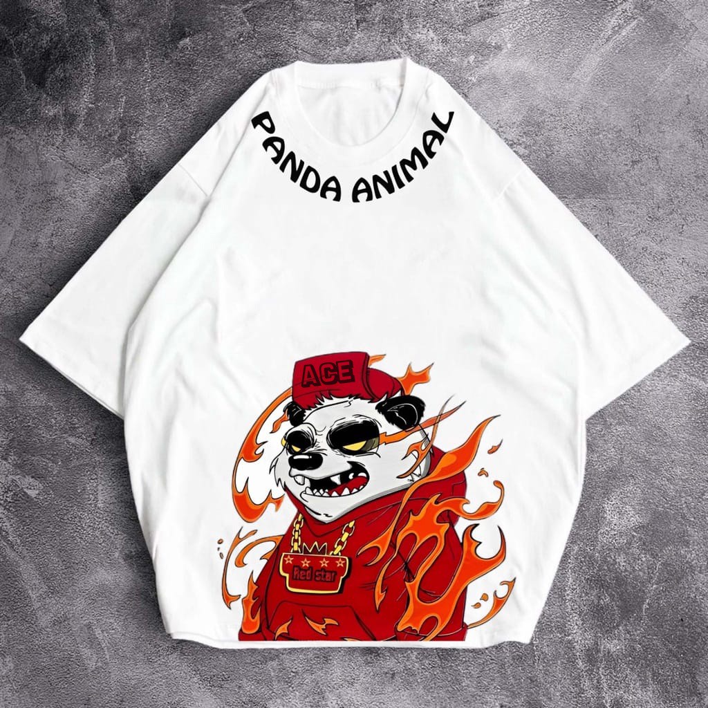 AFI - MC - Kaos Oversize Wanita Panda Animal (LD 106, P 65)