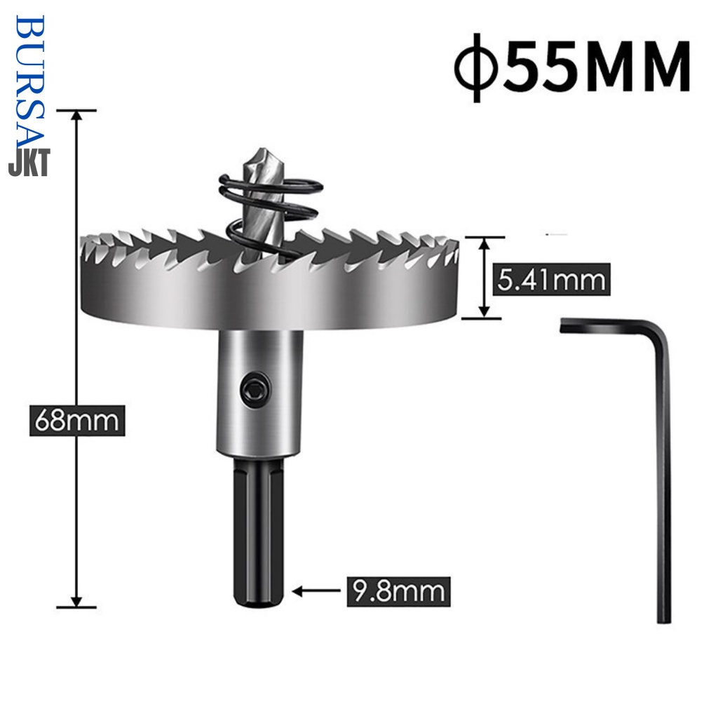 MATA BOR HOLE SAW STAINLESS STEEL PELUBANG BESI PLATE METAL DRILLING LOGAM 55 MM