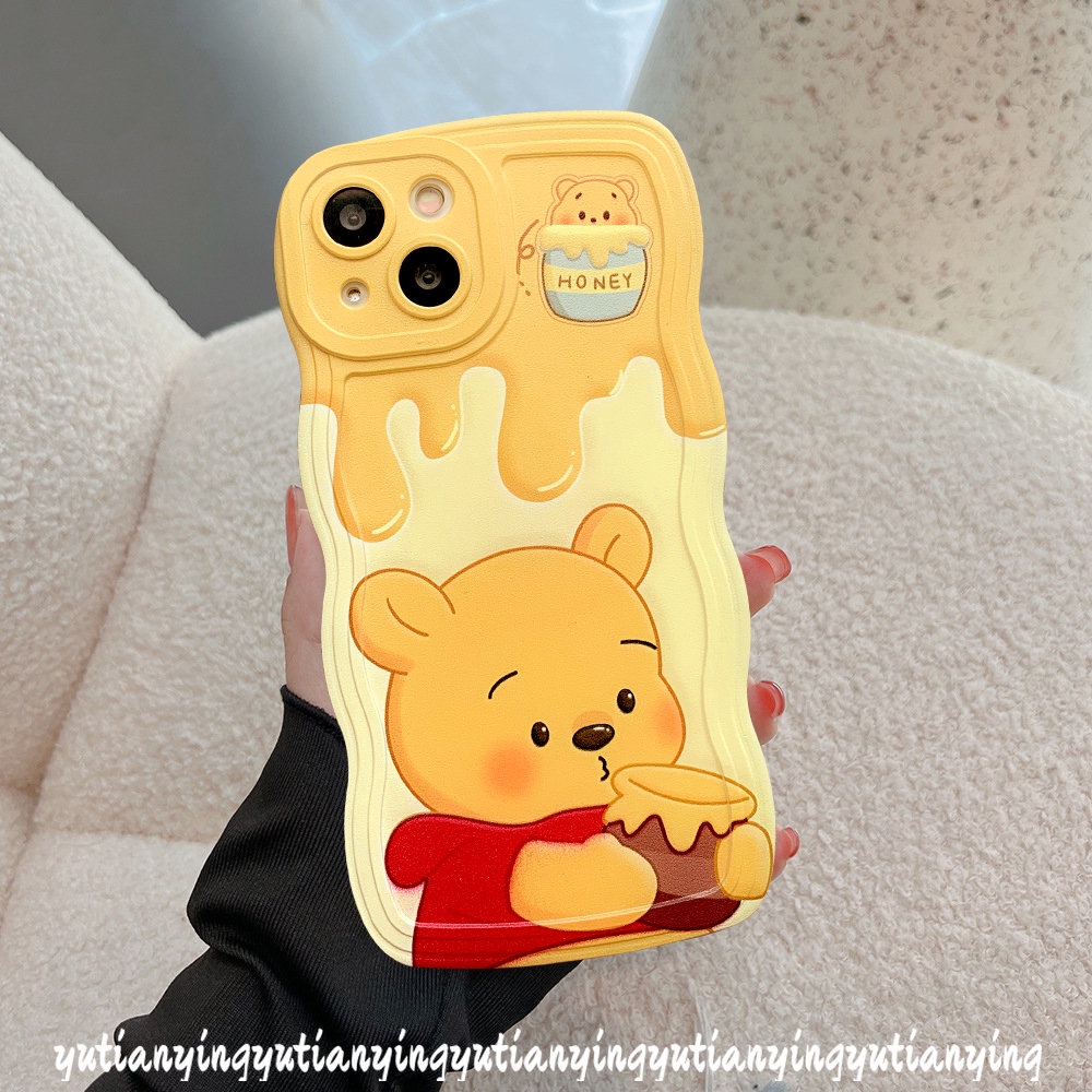 Realme 10 C35 C33 C15 C25 C30 5 6i C11 C12 8 8Pro C25Y C17 C21Y C25s C20 C20A Realme 9 9Pro+9i 8i C3 7i 5i 7 Cartoon Strawberry Bear Lotos Cute Winnie the Pooh Lembut Wavy Edge Case