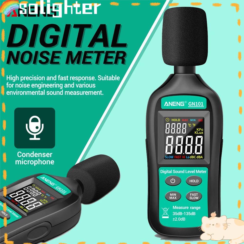 Solighter Digital Noise Meter Presisi Tinggi 35-135 db Diagnostik-Alat Pengukur Tingkat Suara Cerdas