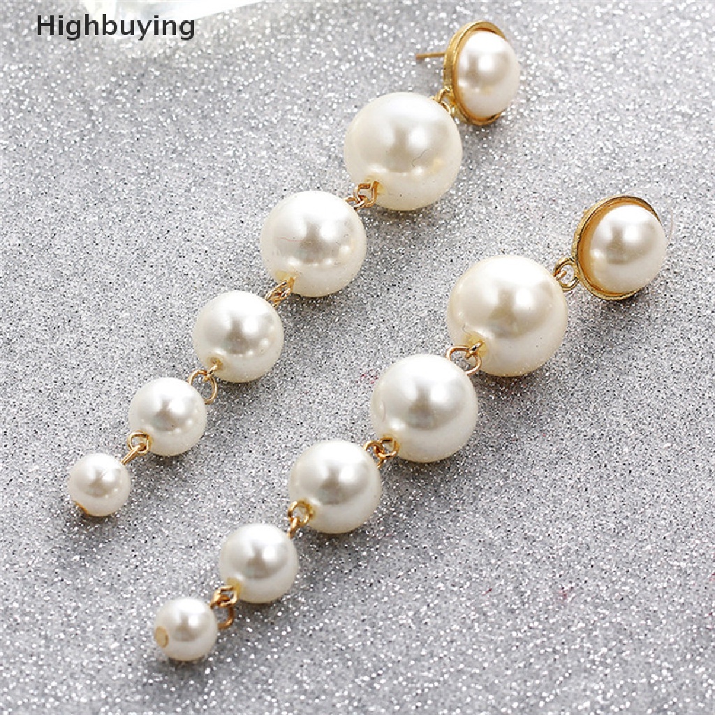 Hbid Lady Elegan Ear Stud Mutiara Rumbai Panjang Statement Menjuntai Drop Earrings Perhiasan Glory