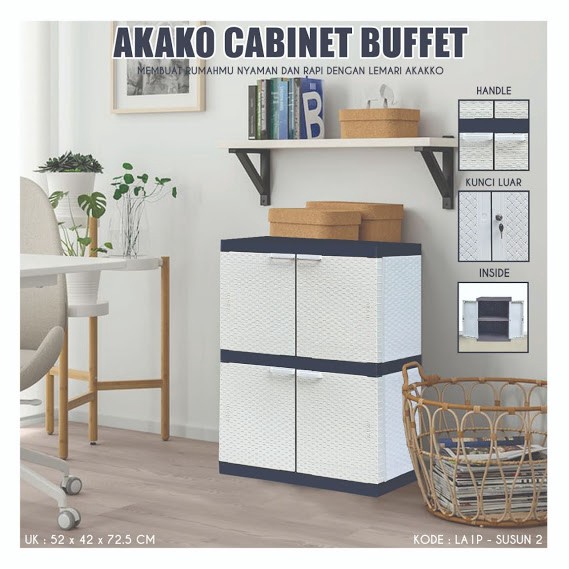 Lemari Akako Lemari Plastik Pakaian Rotan Susun 2 Tempat Baju Akako Susun 2