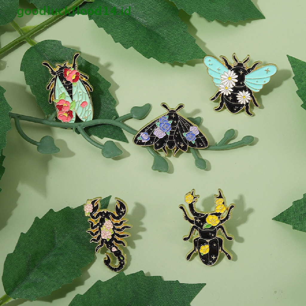 [GOOGFOUR] 1 Pcs Bunga Serangga Enamel Pin Nature Ngengat Cicada Scorpion Bros Kerah Ransel Lencana Lucu Perhiasan Hadiah Untuk Teman Anak [TOP]