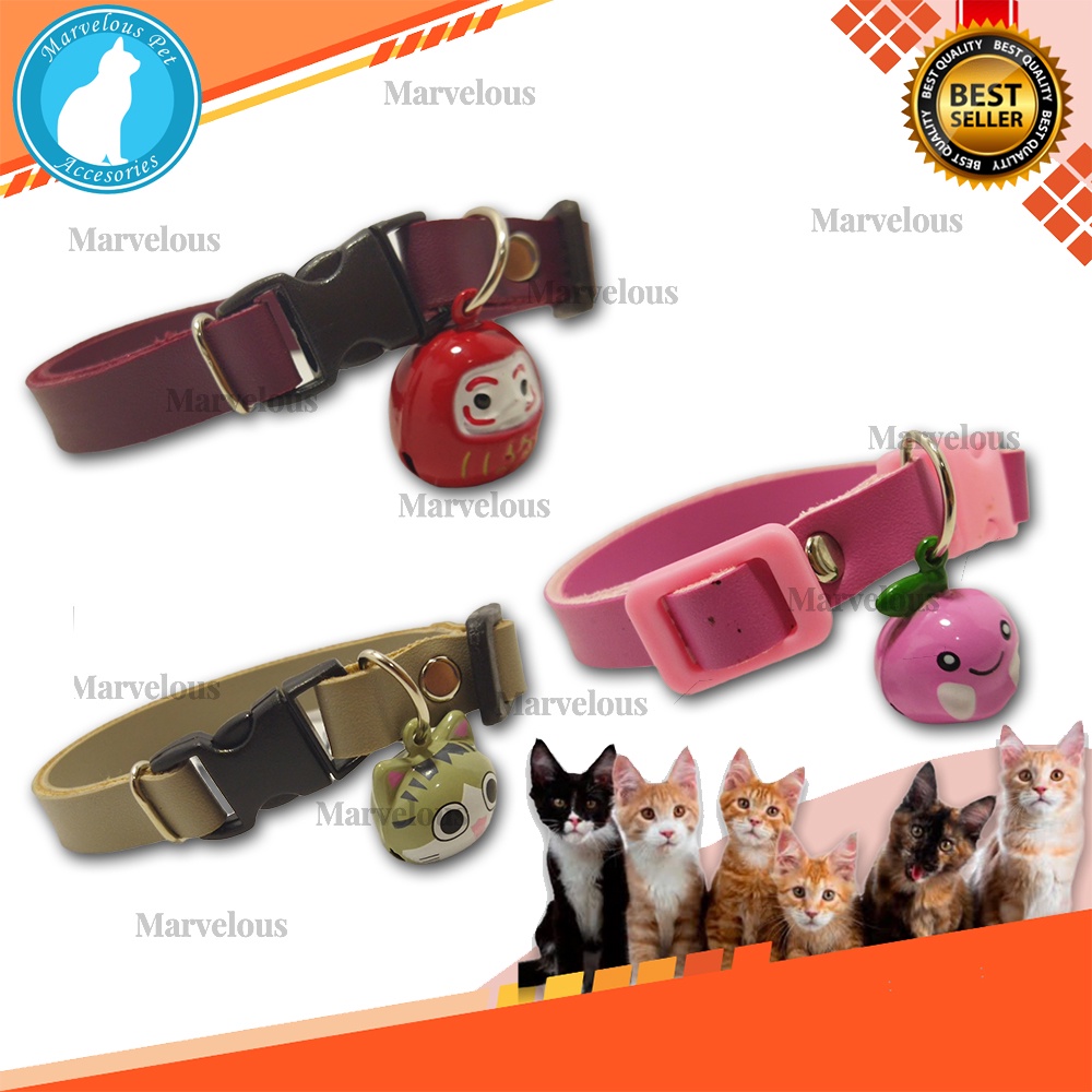 Kalung Kucing Kitten Lonceng Karakter Murah Bahan Kulit Sintetis Premium / Aksesoris Leher Kucing / Cat Collar Motif