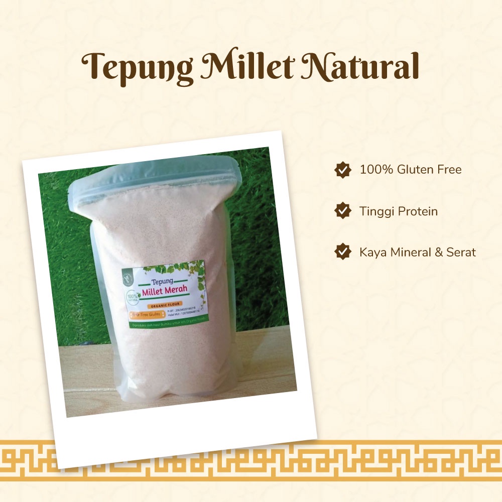 

Tepung Millet Merah / Tepung Milet 100% Natural 1kg