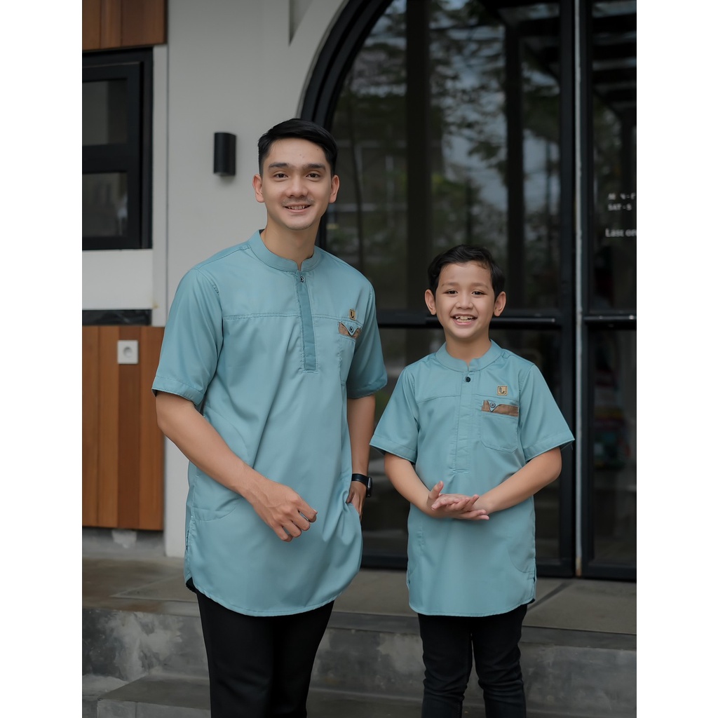 Luthfi Baju Koko Couple Series Ayah Dan Anak Katun Toyobo Fodu Hijau Wardah
