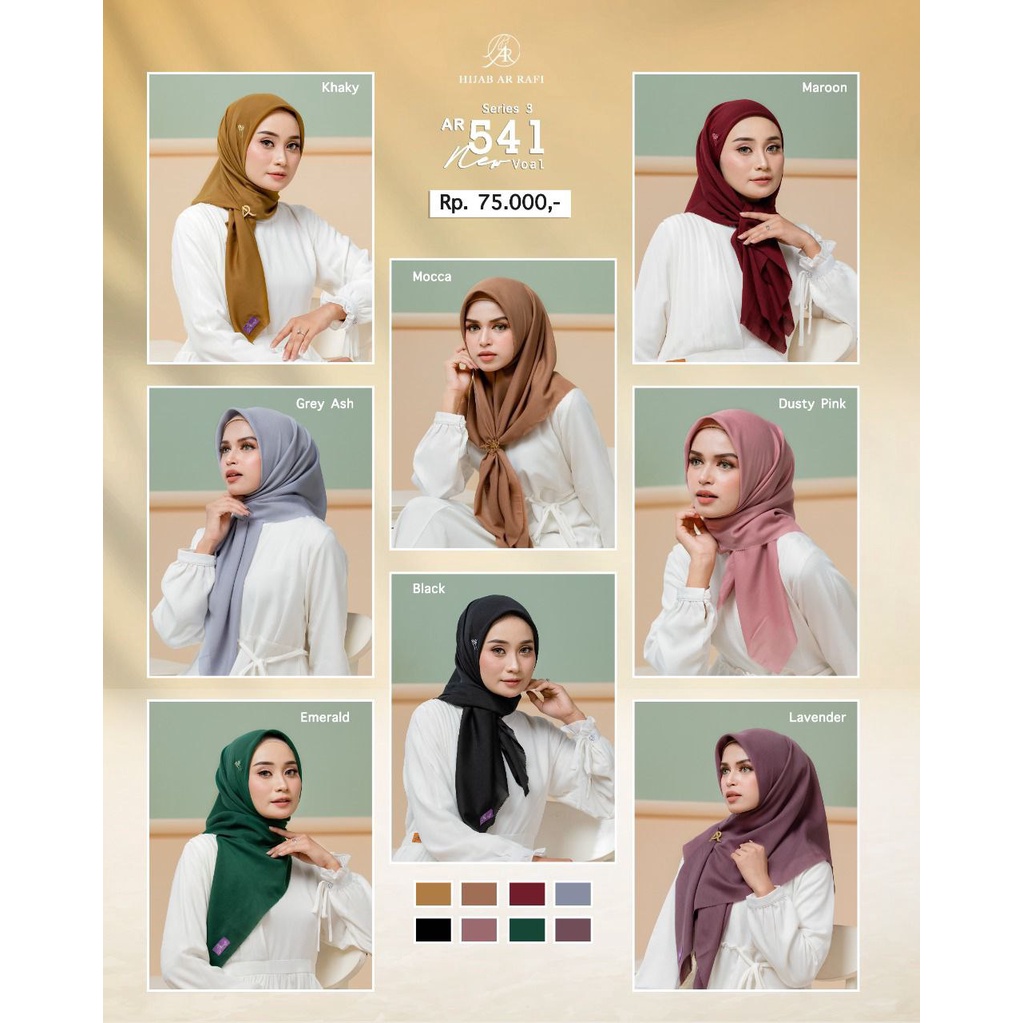 Arrafi  Hijab Segi Empat AR 541 Polos Voal
