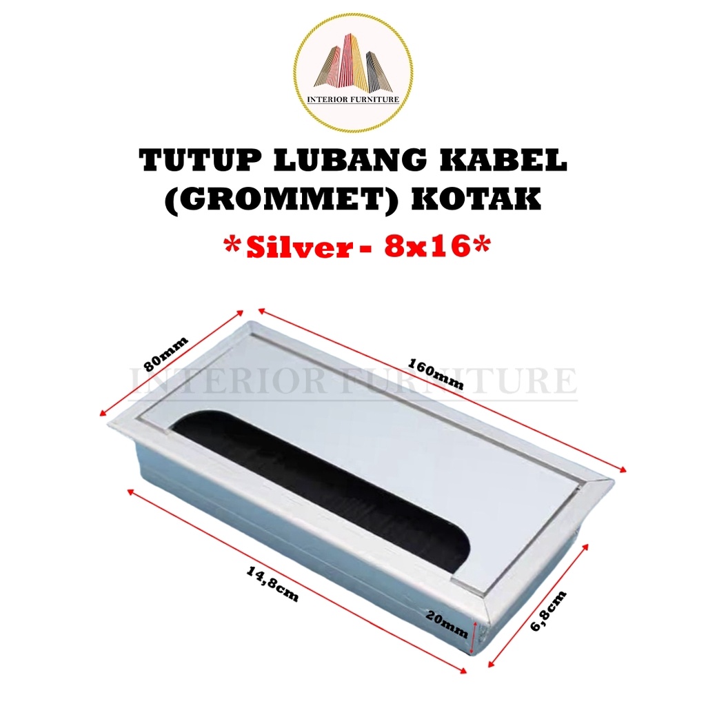 Lobang Kabel / Lubang Kabel Kotak / Lubang Grommet Bentuk Persegi Panjang Bahan Plastik Untuk Dekorasi Meja Komputer