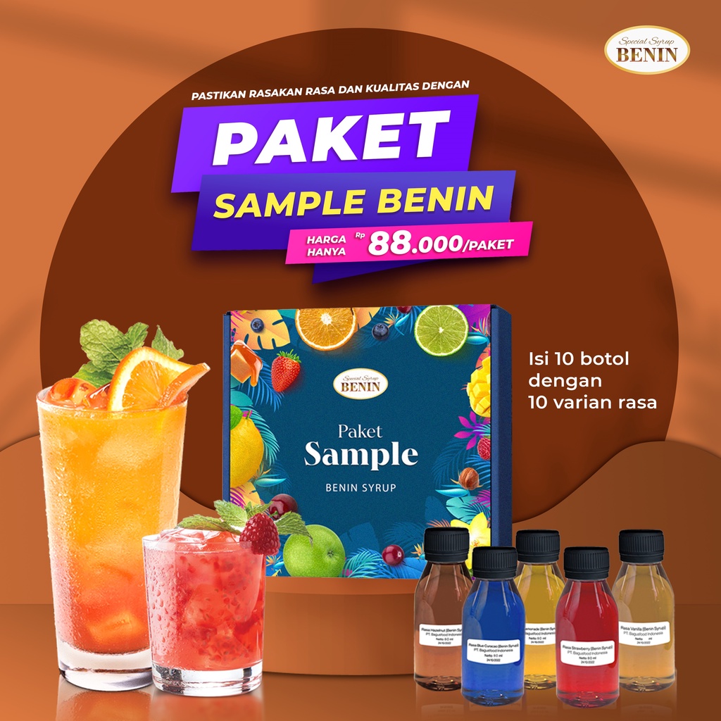 

Paket Sample Syrup Benin 80ml Campuran Minuman Kekinian