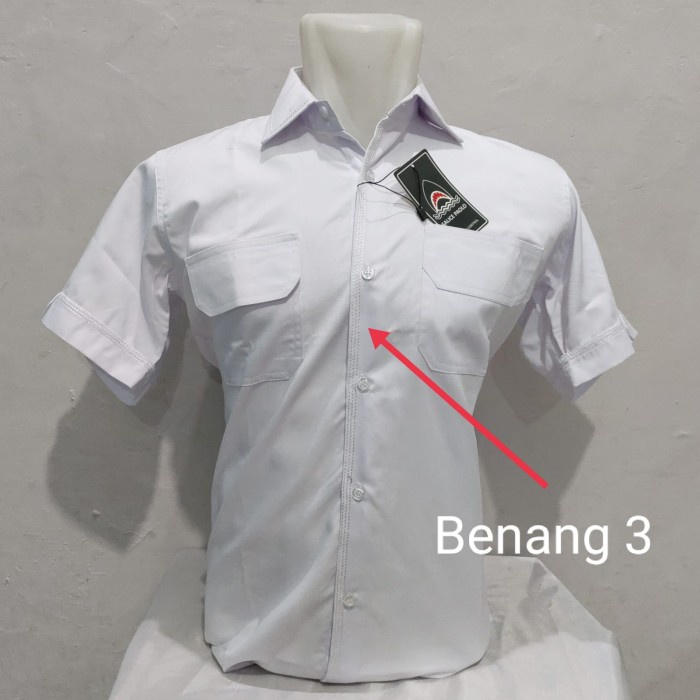 Kemeja Pria Salice Paolo Pangkat Putih Safari BENANG SMOKE Pendek - Lengan pendek, XS