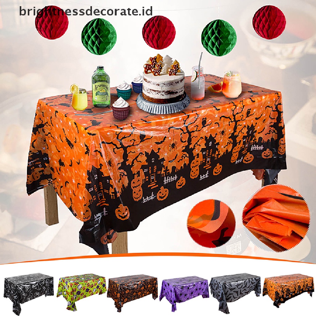 [Birth] Halloween Taplak Meja Sekali Pakai Anti Air Plastik Persegi Panjang Table Cover [ID]