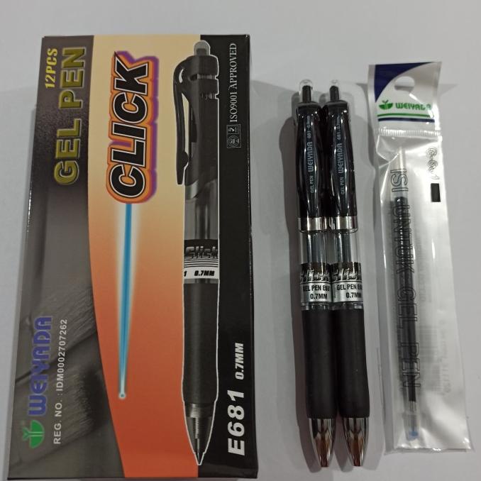 

HOT SALE Pulpen gel weiyada cetekan 0.7mm isi 12 + 1 pc/ Tinta Hitam