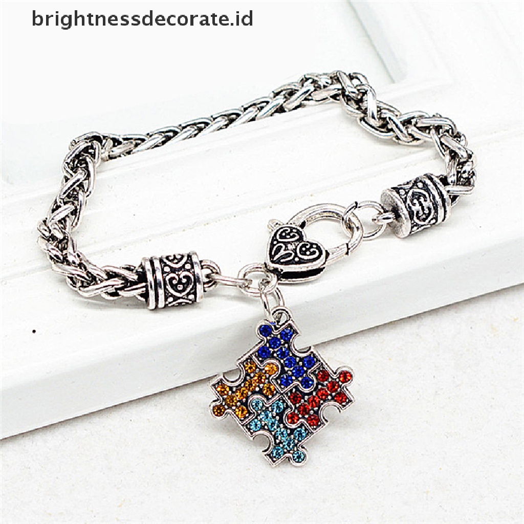 [Birth] Autism Rhinestone Bracelet Gelang Tali Bangle Bracelet Gelang Rantai Twist [ID]