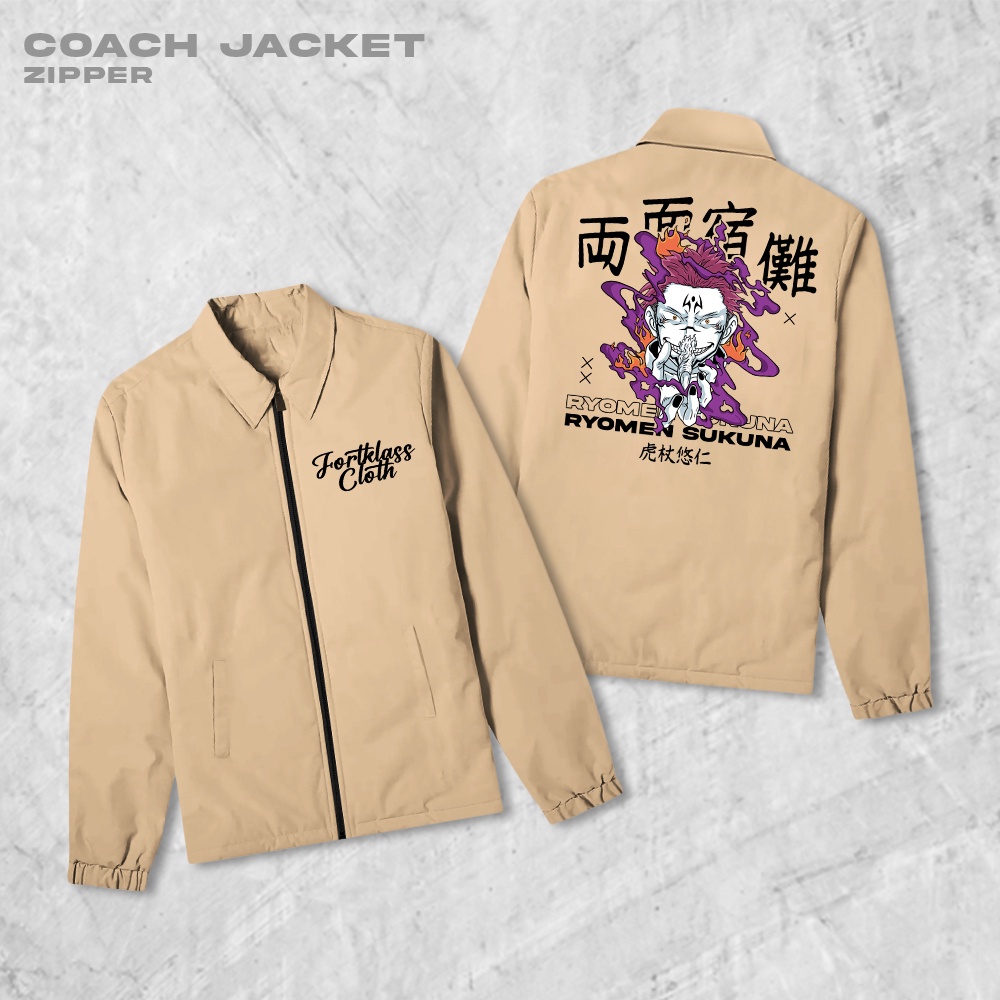 HIPNOP Sukuna Coach Zipper Jaket Polos Pria Jaket Parasut Unisex