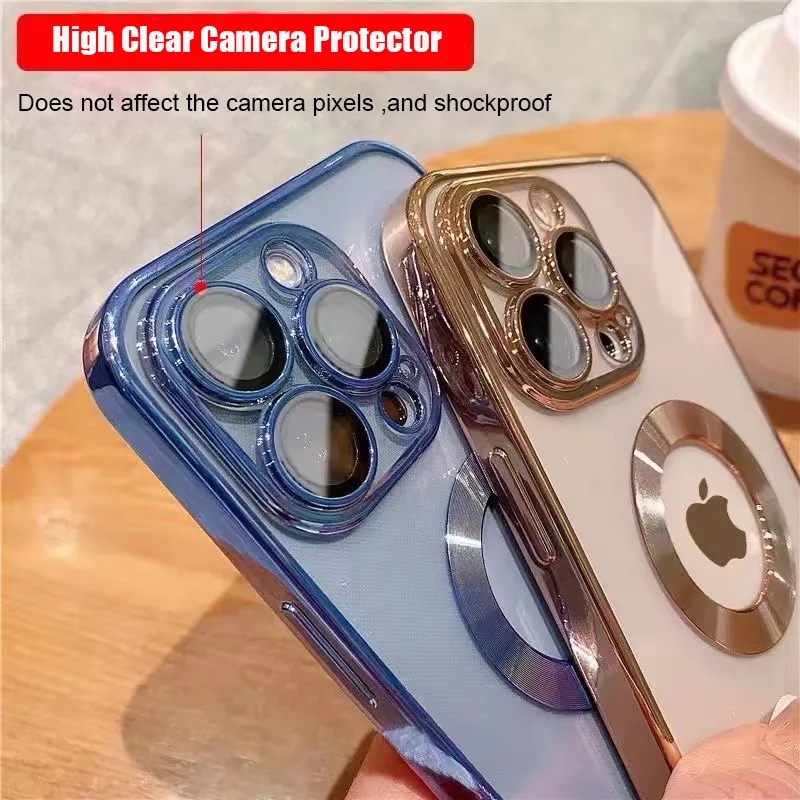 METALLIC PLATED Hole Logo Camera Protect kamera Iphone x xr xs max 11 12 13 14 pro max 14 plus Case Cover casing