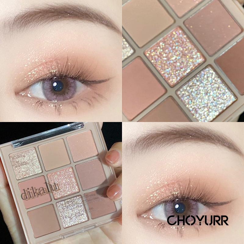 【COD】DIKALU Eyeshadow Glitter Pallete Matte Palet 9 Warna Waterproof Korea Eyeshadow Premium Import Original -CH