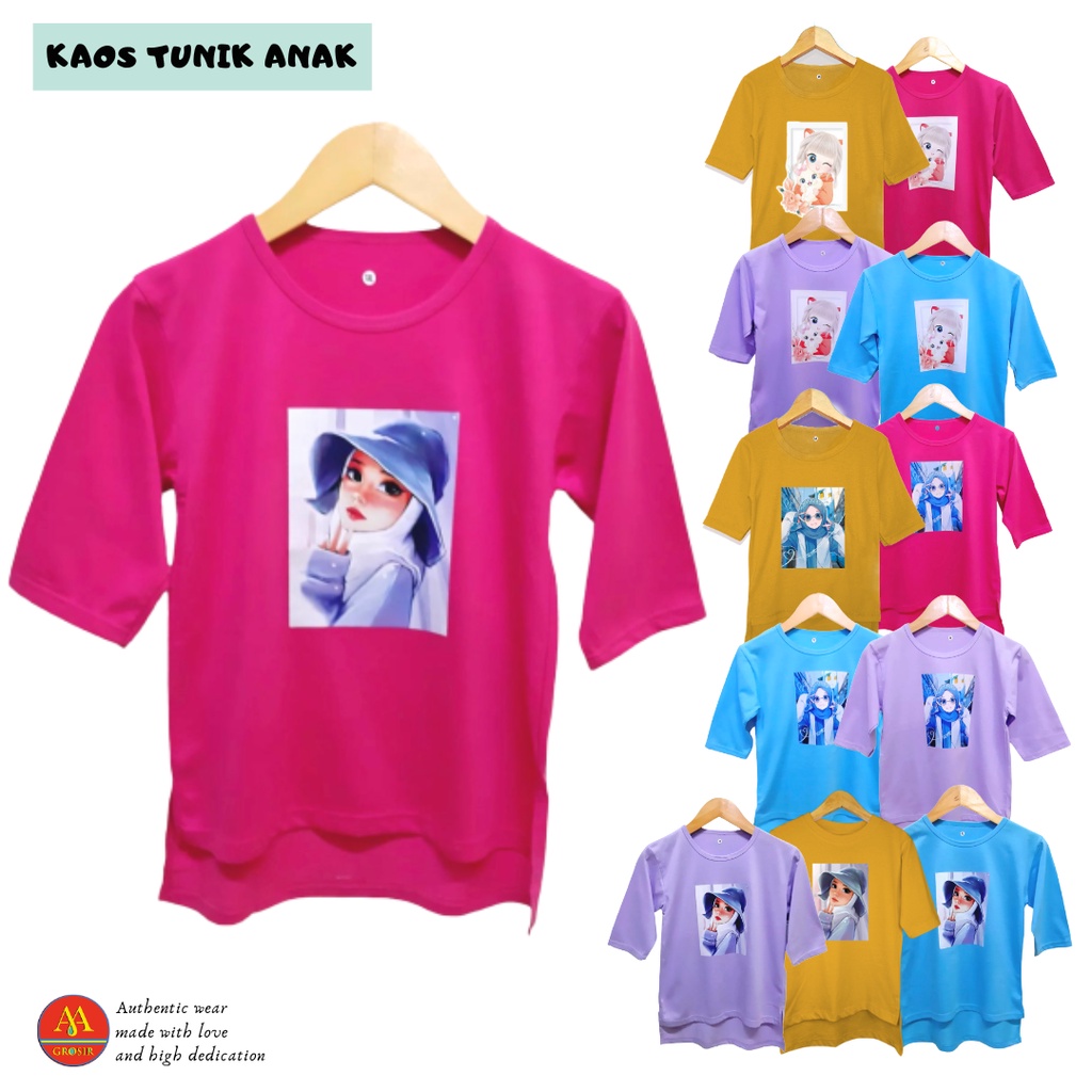 Kaos Tunik Anak Viral Oversize / Kaos Anak Perempuan / Kaos Anak Print Dtf - AMR214