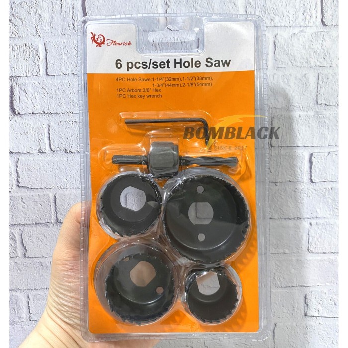 Hole Saw Kit Set 6 Pcs Mata Bor Kayu Pelubang Kayu Holesaw 32mm - 54mm MURAH