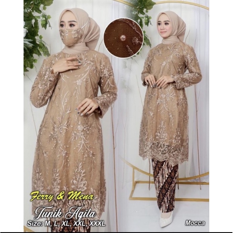TUNIK BROKAT TILE PREMIOUM TERBARU/Modern seragaman pesta/kebaya best seller/Kebaya termurah by DVN STyLE