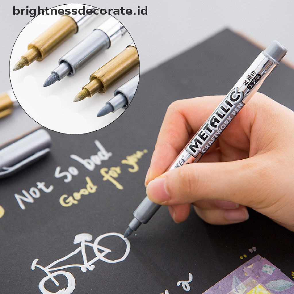 [Birth] Gold Silver Metallic Color Pen Kertas Tag Album Foto Scrapbooking Pesta Ulang Tahun [ID]