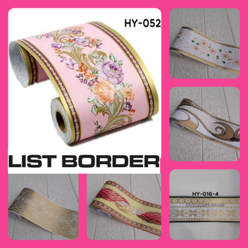 List Border Stiker 10 meter Wall Border List Border Motif Bunga List Wallpaper Dinding Border List Wallpaper