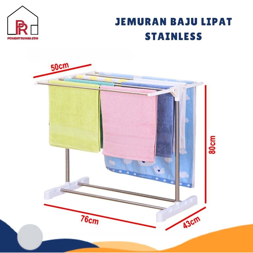 Jemuran Handuk Baju Lipat Stainless Steel - LB / Rak Jemuran Serbaguna / Stand Hanger Minimalis Aesthetic