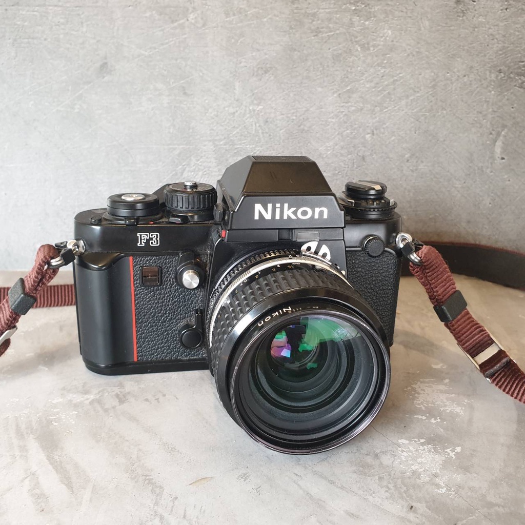 NIKON F3 +LENSA NIKON 35MM F 2 ais LIKE NEW  KAMERA FILM ANALOG