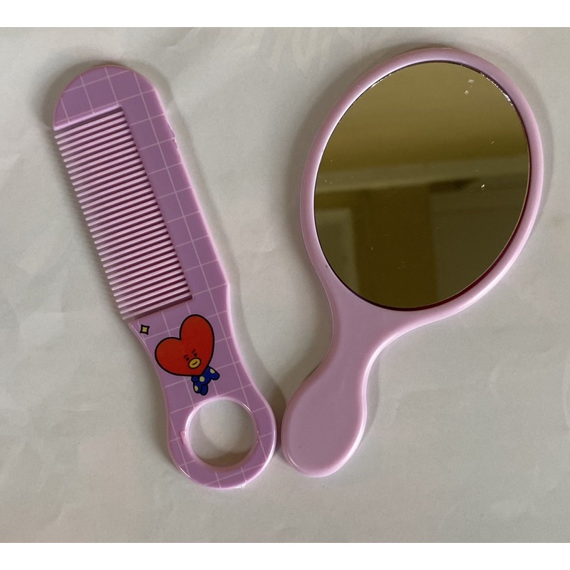 CERMIN GAGANG + SISIR MAKE UP BT21 MINI | KACA GAGANG + SISIR RIAS KARAKTER BESAR