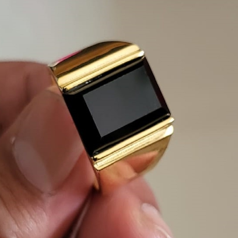 COD!! Cincin Titanium pria batu onyx anti karat selamanya