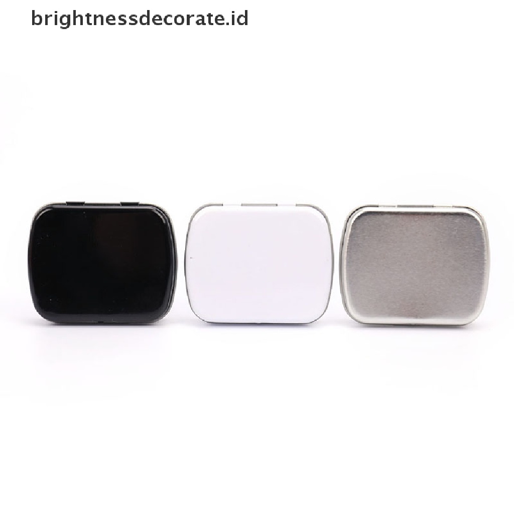 [Birth] Survival Kit Case Kotak Penyimpanan Flip Kecil Kosong Metal Silver Hitam Untuk Permen Kunci [ID]