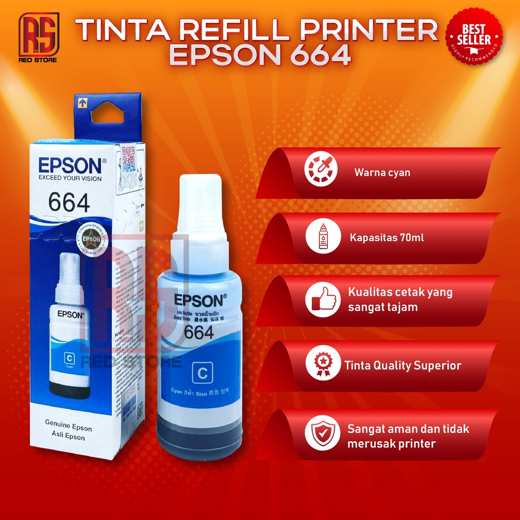 1 SET 4 PCS Tinta Epson 664 Premium For Printer L100 L110 L111 L120 L130 L132 L200 L210 L211 L220 L222 L300 L301 L310 L350 L351 L353 L355 L356 L358 L360 L362 L365 L366 L375 L455 L456 L475 L550 L551 L555 L556 L558 L565 L575 L566 L800 L805 L810 L850 L1300