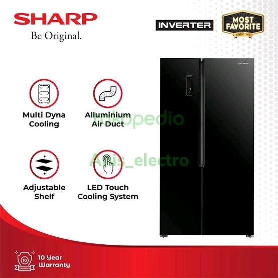 SHARP KULKAS SIDE BY SIDE REFRIGERATOR SJIS61GBK