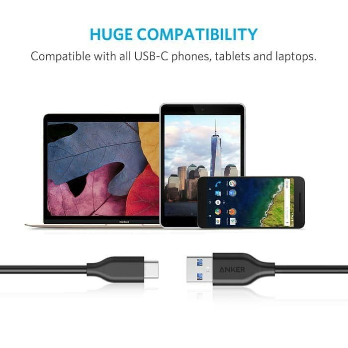 Kabel Data Type C ANKER PowerLine USB 3ft 0.9m High Speed Cabel Data TYPE-C Android