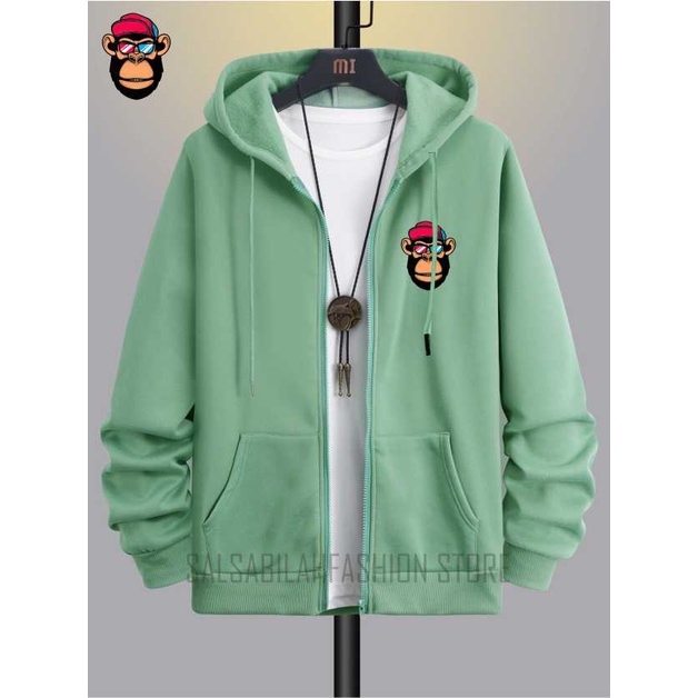 Jaket Distro Zipper - Jaket Sweater Hoodie Resleting Pria MONKEY