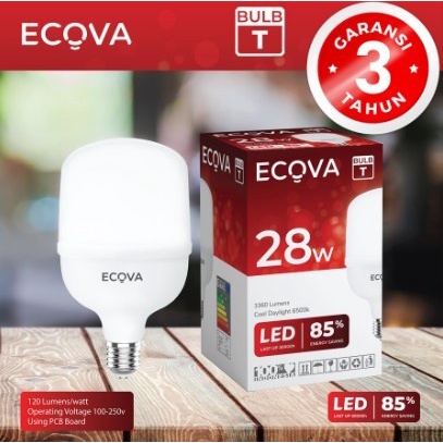 Lampu LedBulb Tabung 28 Watt Ecova Putih E27