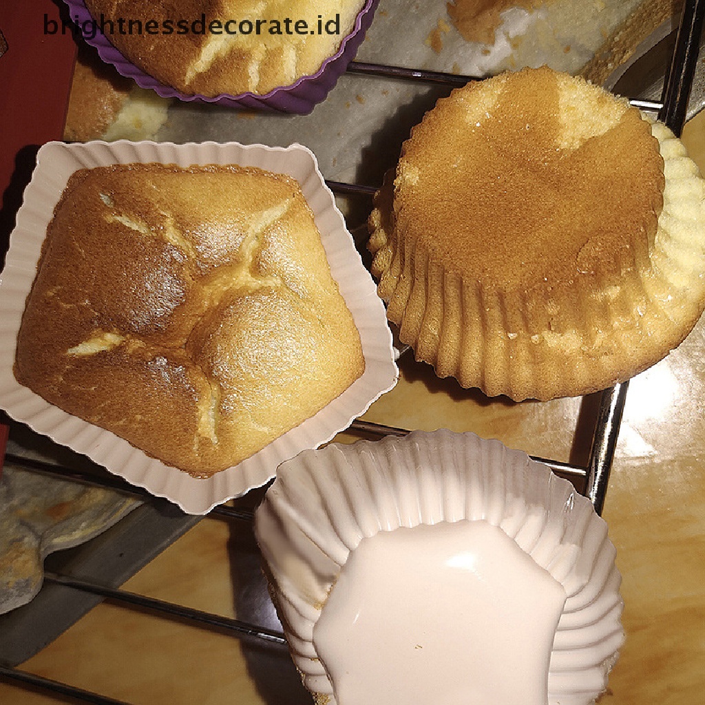 [Birth] 4pcs/set Mini Square Pentagonal Bulat Bentuk Hati Silikon Muffin Kue Cetakan Baking Aksesoris [ID]