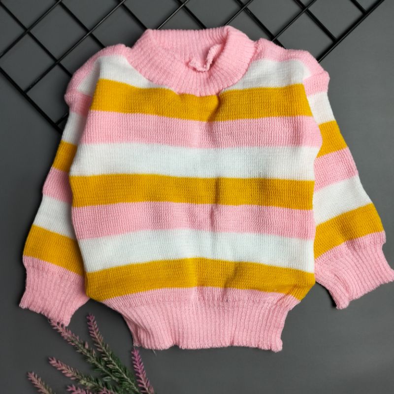 sweater rajut pelangi bayi 6-12 bulan