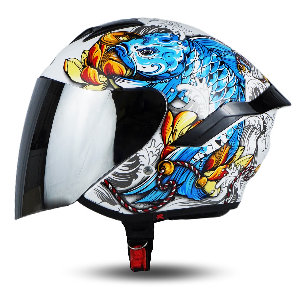 Rsix Helm Half Face Motif series KOI black SNI