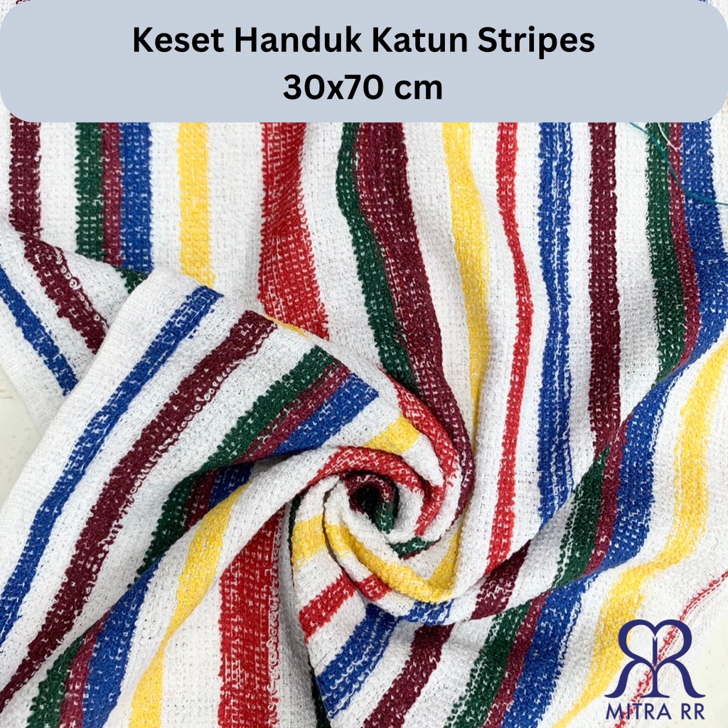 Keset Handuk Katun Stipes 30 x 70 m | Handuk Keset Tipis Menyerap