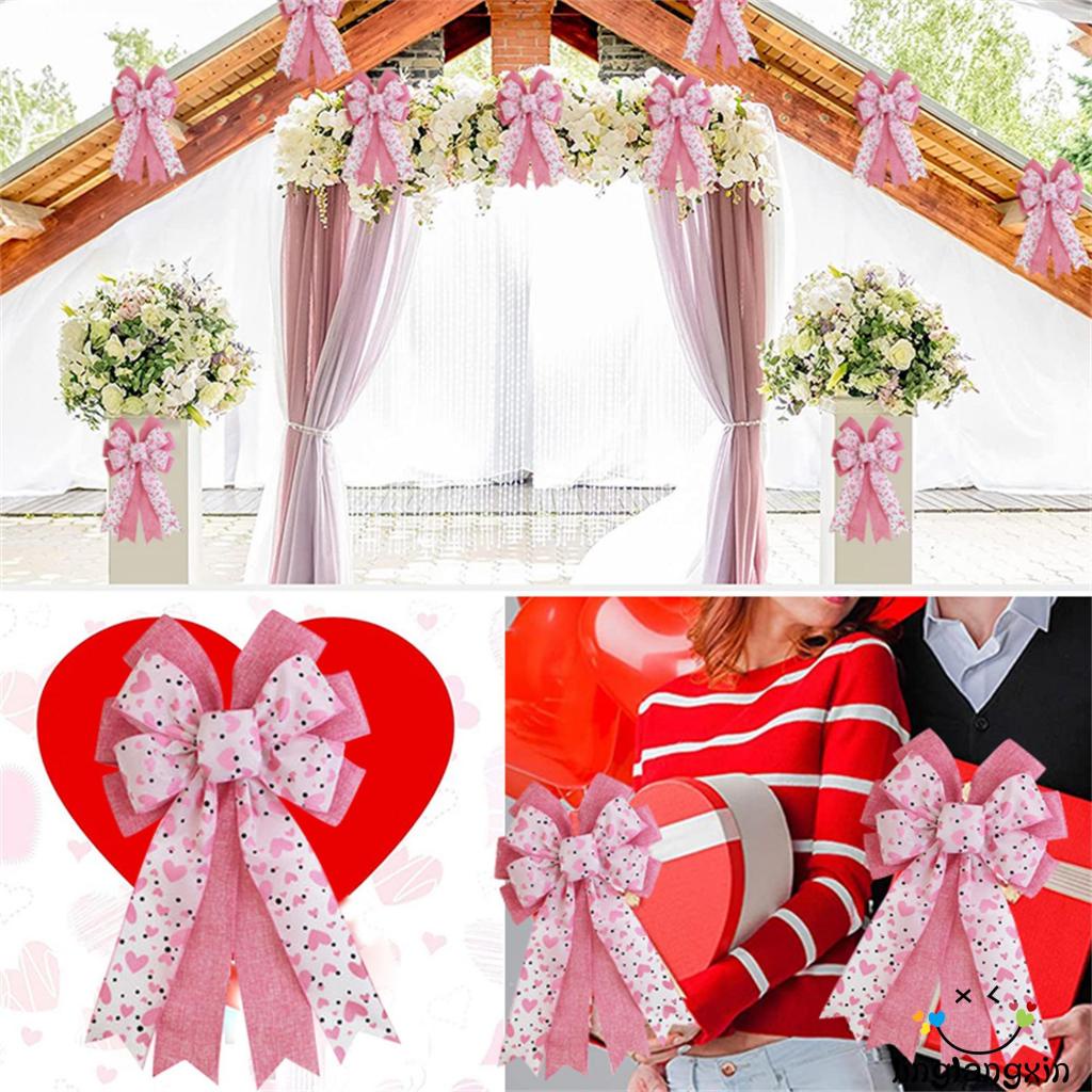 Llx-valentine Day Wreath Bow Dekorasi Hadiah Hati Hari Ibu Pesta Ulang Tahun Pernikahan